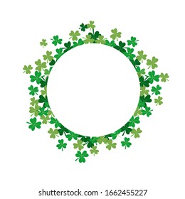 circle made of green small shamrocks leaf vector illustration best for saint Patrick day