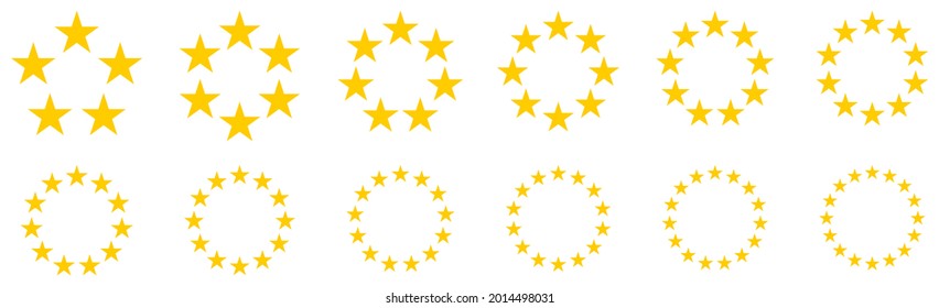 Circle made out of five pointed stars, version with five to sixteen objects, can be used as infographics element