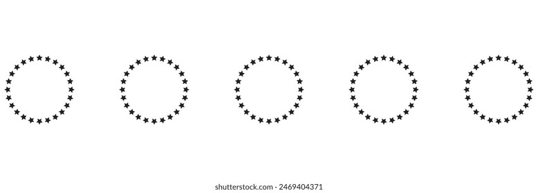 Circle made out of five pointed stars, version with five to sixteen objects, can be used as infographics element