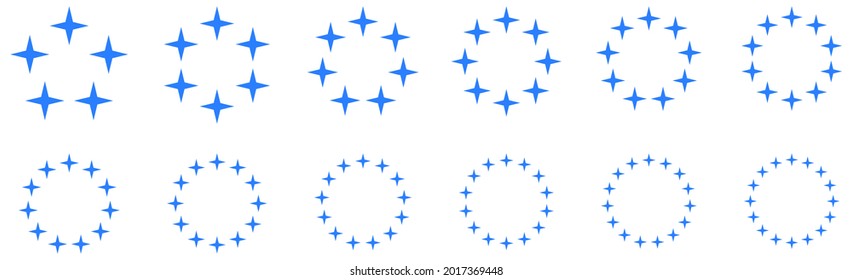 Circle made out of four pointed stars, version with five to sixteen objects, can be used as infographics element