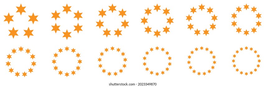 Circle made out of six pointed stars, version with five to sixteen objects, can be used as infographics element