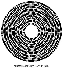 Circle made of rectangles. Irregular circular element. Abstract pavement, mosaic shape