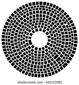 Circle made of rectangles. Irregular circular element. Abstract pavement, mosaic shape