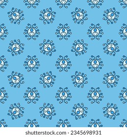 Circle with Man inside Digital Brain vector concept blue seamless pattern