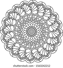 Circle mandala, adult coloring book for adult. Relax and meditation.  