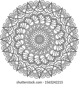 Circle mandala, adult coloring book for adult. Relax and meditation.  