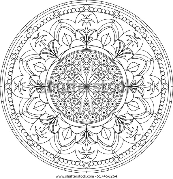 Download Circle Mandala Adult Coloring Page Palm témájú ...