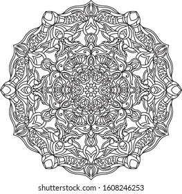 Circle mandala coloring page for adult. Black and white mandala poster. Relax and meditation. Enjoy!