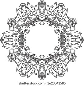 Circle mandala coloring page for adult. 