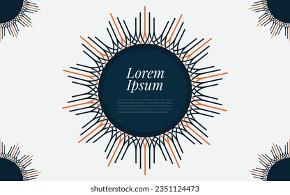Circle mandala decorative line background. Simple line mosaic with colorful ornamental details.