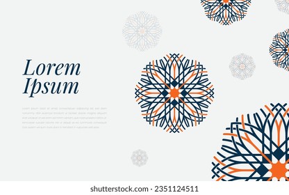 Circle mandala decorative line background. Simple line mosaic with colorful ornamental details.