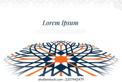Circle mandala decorative line background. Simple line mosaic with colorful ornamental details.