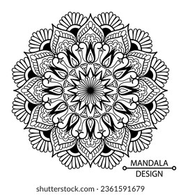 Circle Mandala Design Coloring Book or Paper Cutting Page for kids. Easy Mandala Coloring Book Pages for Adults to Relax, Experiences Give Relief. Resizeable Vector File