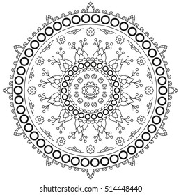 Circle mandala floral pattern. Vintage decorative round element. Circle floral ornament. East motif. Vector illustration.