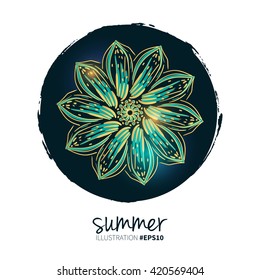 Circle mandala fretwork icon. Hand drawn asian design for invitation, banner, card, fabric.