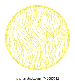 Circle mandala. Line background. Hand drawn lines. Hair texture. Monochrome wave pattern. Doodle for design. Design for spiritual relaxation for adults. Wallpaper. Art creative