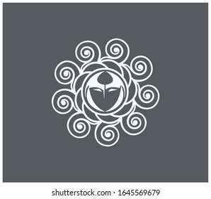 Circle Mandala Logo-Design mit verstecktem Gesicht 