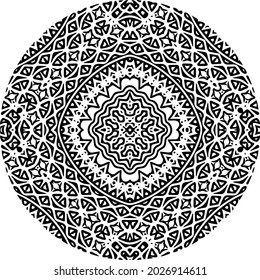 Circle mandala ornament black vector. 
