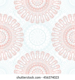 circle mandala ornament in the Bohemian style seamless pattern