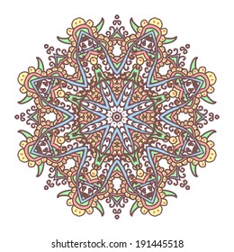 Circle mandala ornament. Lace vector illustration.