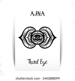 Circle mandala pattern. Ajna chakra vector illustration.