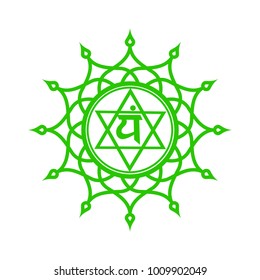 Circle mandala pattern. Anahata chakra vector illustration.