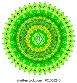 Circle mandala pattern. Anahata chakra vector illustration.