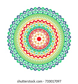 Circle mandala pattern. Decorative round ornament. Yoga logo, background for meditation poster. Oriental vector.