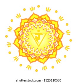 Circle mandala pattern. Manipura chakra vector illustration.