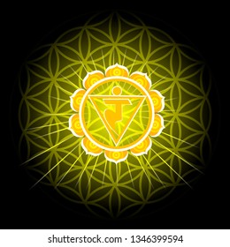 Circle mandala pattern. Manipura chakra vector illustration.