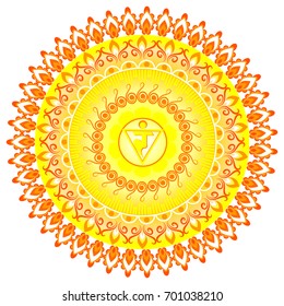 Circle mandala pattern. Manipura chakra vector illustration.