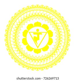Circle mandala pattern. Manipura chakra vector illustration.