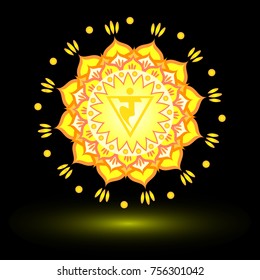 Circle mandala pattern. Manipura chakra vector illustration.