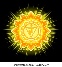 Circle mandala pattern. Manipura chakra vector illustration.