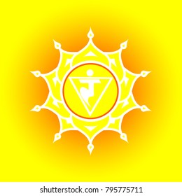 Circle mandala pattern. Manipura chakra vector illustration.