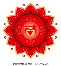 Circle mandala pattern. Muladhara chakra vector illustration.