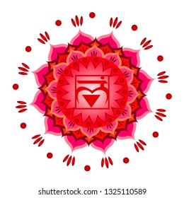 Circle mandala pattern. Muladhara chakra vector illustration.