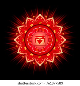 Circle mandala pattern. Muladhara chakra vector illustration.