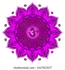 Circle mandala pattern. Sahasrara chakra vector illustration.