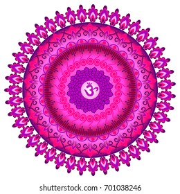 Circle mandala pattern. Sahasrara chakra vector illustration.