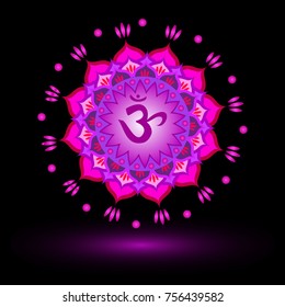 Circle mandala pattern. Sahasrara chakra vector illustration.