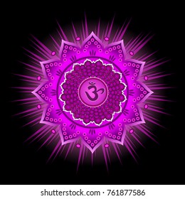 Circle mandala pattern. Sahasrara chakra vector illustration.