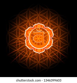 Circle mandala pattern. Swadhisthana chakra vector illustration.