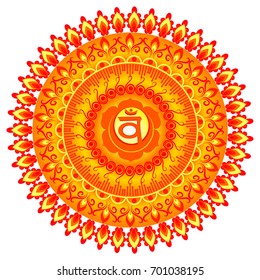 Circle mandala pattern. Swadhisthana chakra vector illustration.