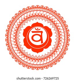 Circle mandala pattern. Swadhisthana chakra vector illustration.