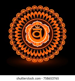 Circle mandala pattern. Swadhisthana chakra vector illustration.