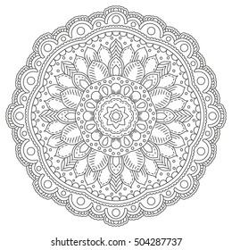 Circle mandala pattern. Vintage decorative round element. Circle ornament. East motif. Vector illustration.