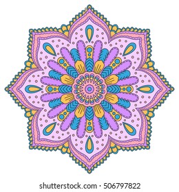 Circle mandala pattern. Vintage decorative round element. Circle ornament. East motif. Vector illustration.