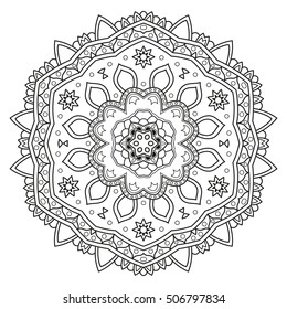 Circle mandala pattern. Vintage decorative round element. Circle ornament. East motif. Vector illustration.