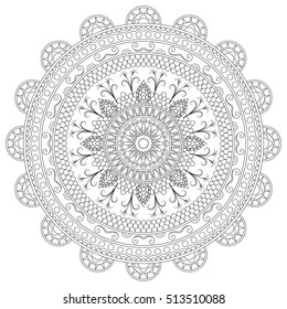 Circle mandala pattern. Vintage decorative round element. Circle ornament. East motif. Vector illustration.
